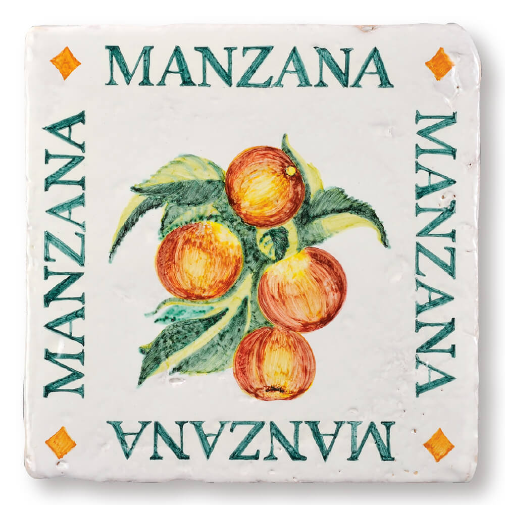 ティピカルスパニッシュデザインタイル アップル（手書き）