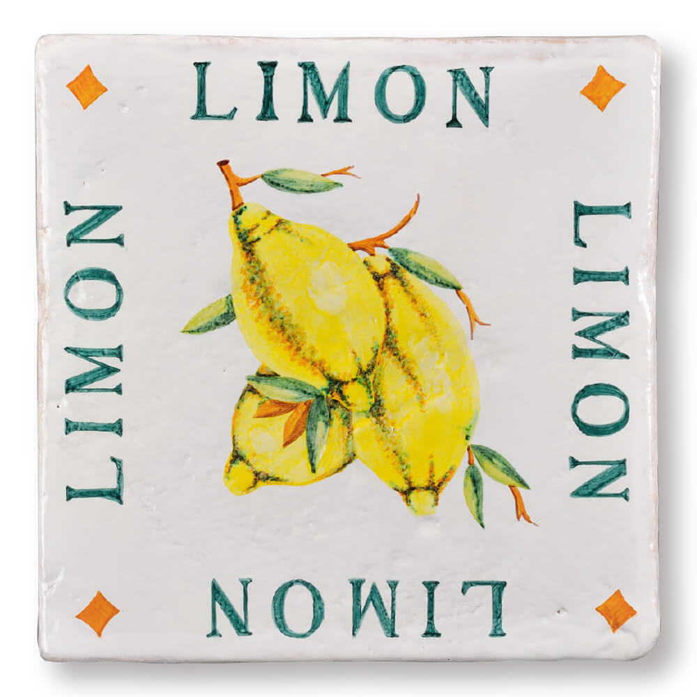 ティピカルスパニッシュデザインタイル レモン（手書き）