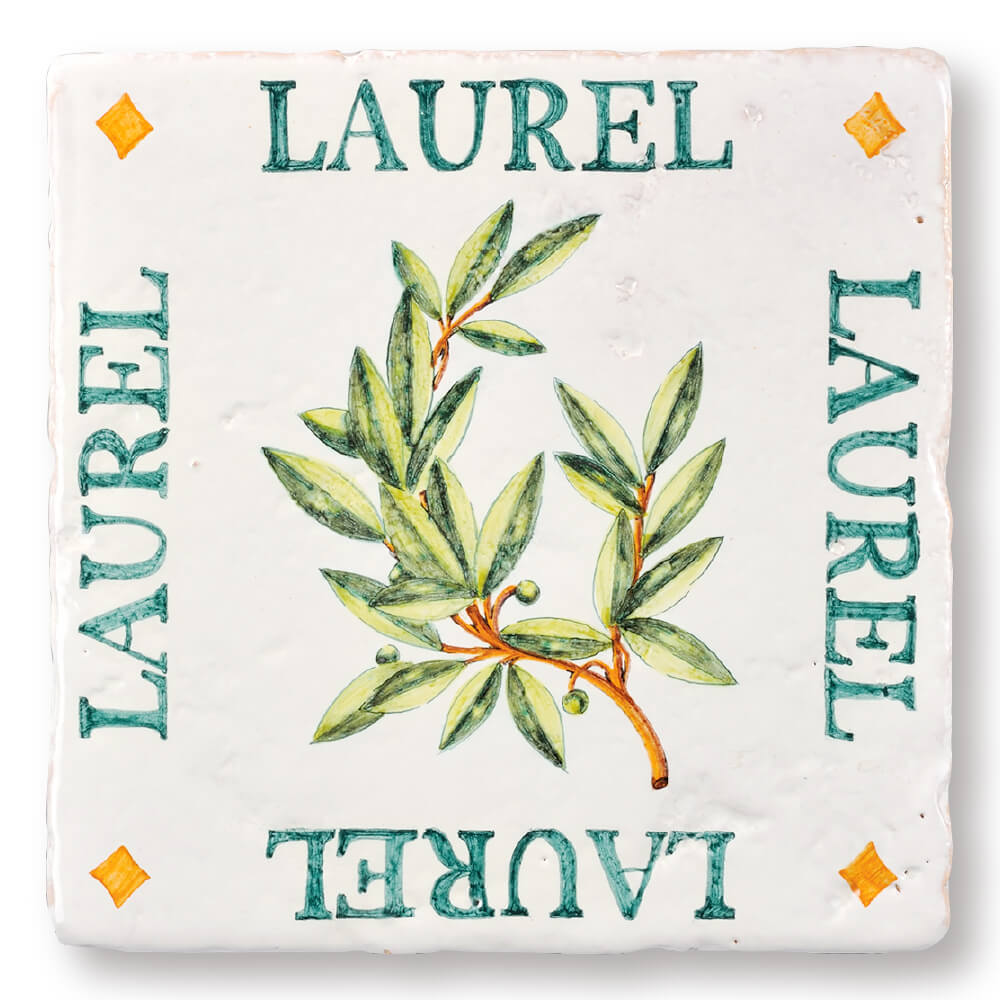 ティピカルスパニッシュデザインタイル ローレル(月桂樹)（手書き）